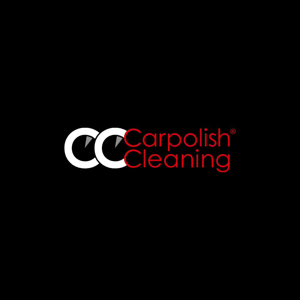 Logo von Carpolish Cleaning mit den Initialen „CC“ in Weiß auf schwarzem Hintergrund und der roten Schrift „Carpolish Cleaning“.