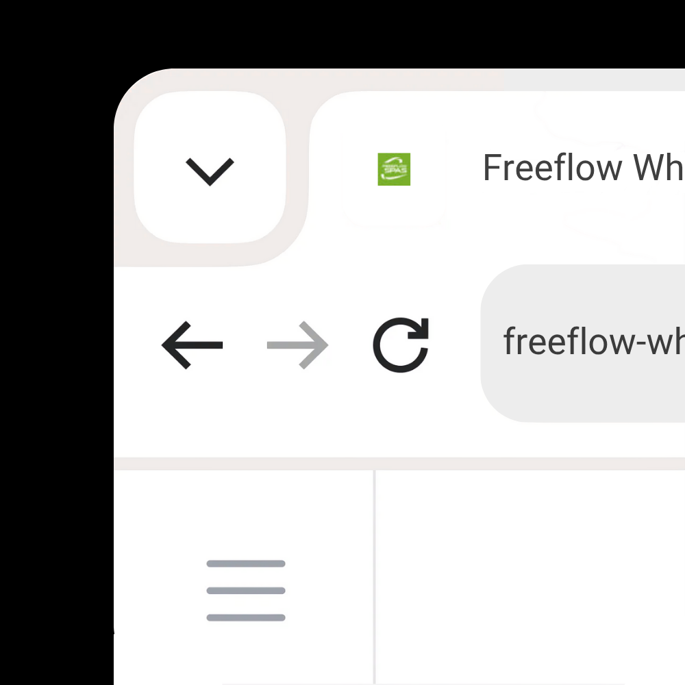 Das Favicon von Freeflow Whirlpool zeigt ein weißes Logo auf grünem Hintergrund, das den Markennamen in einer stilisierten Schrift darstellt und sich harmonisch an das Corporate Design in Grün (#79af2b) anlehnt.