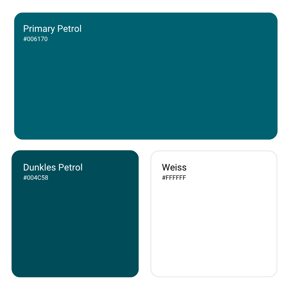 farbpalette petrol, dunkles petrol und weiss