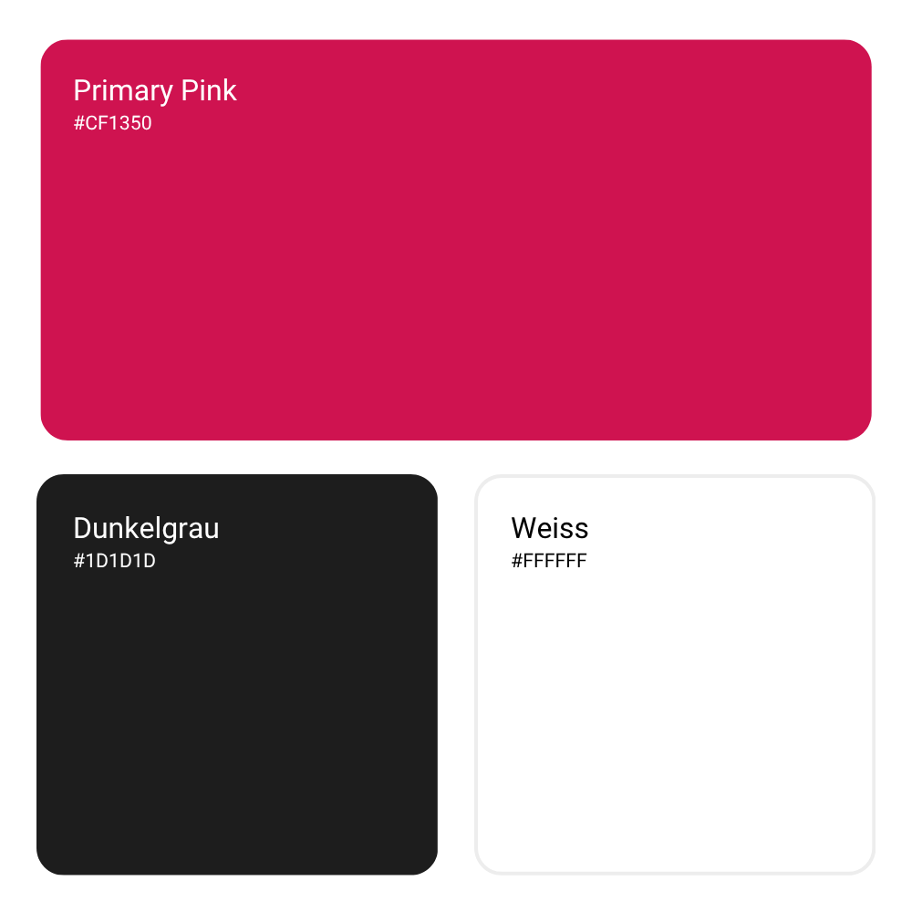 farbpalette pink, dunkelgrau und weiss