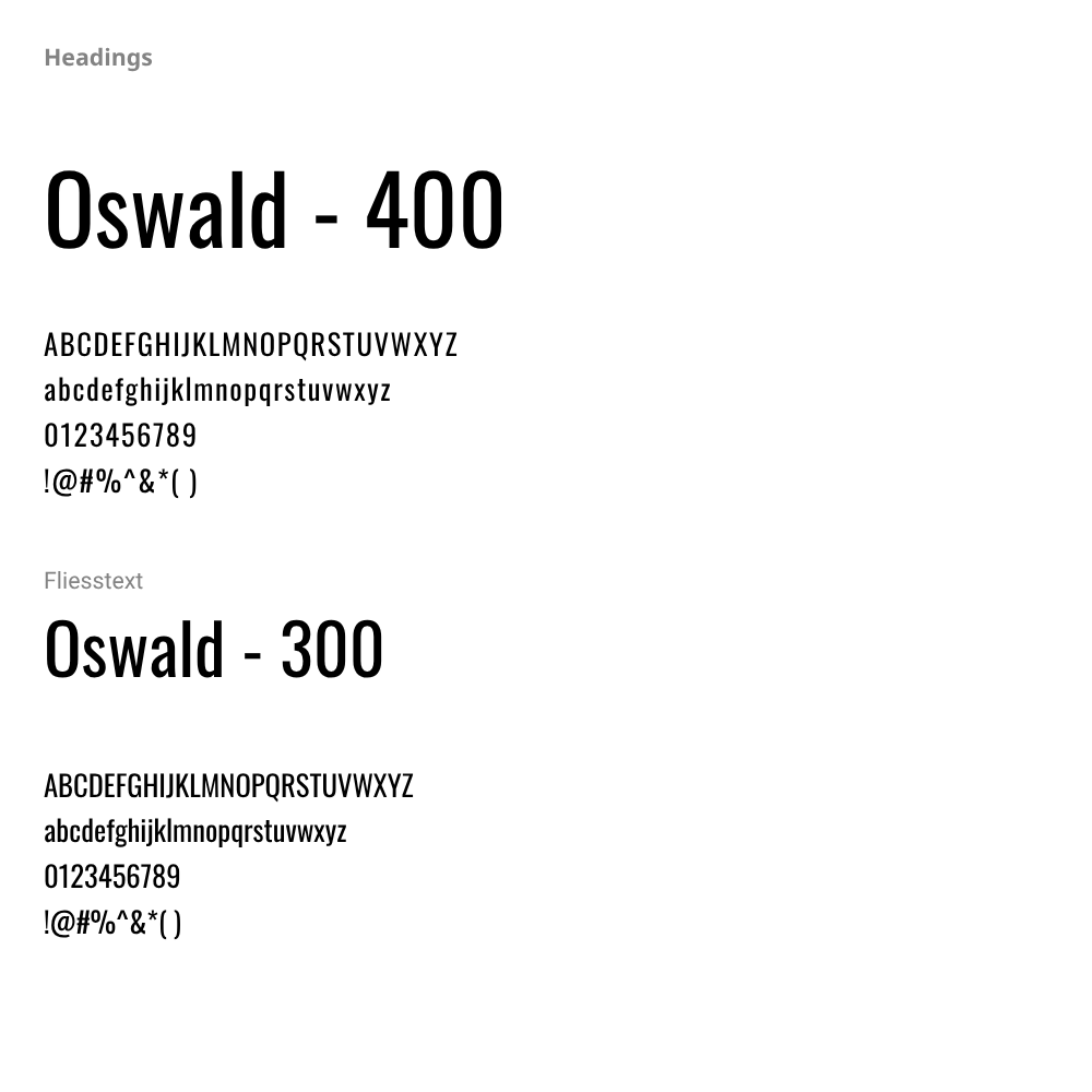 font ansicht oswald mit abc und zahlen