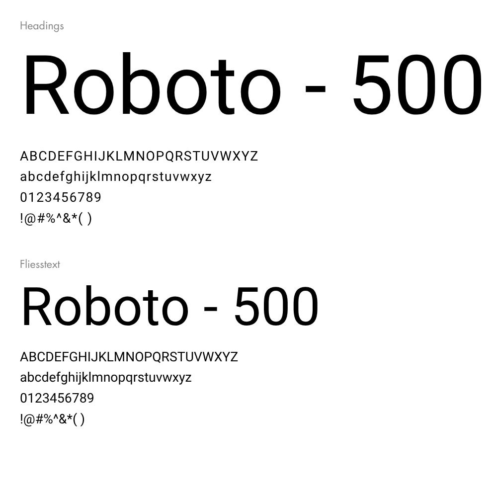 font ansicht roboto mit abc und zahlen
