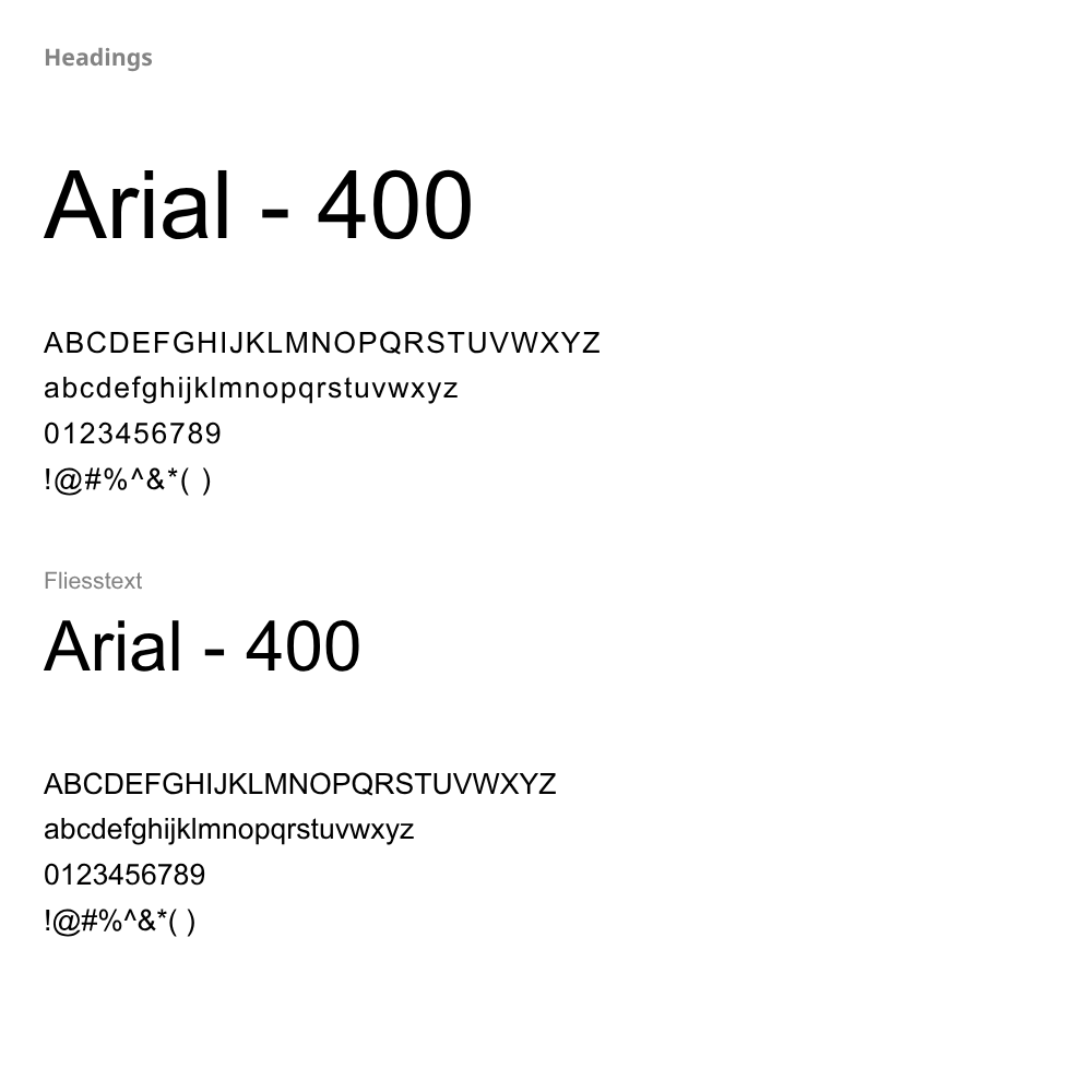 font ansicht arial mit abc und zahlen