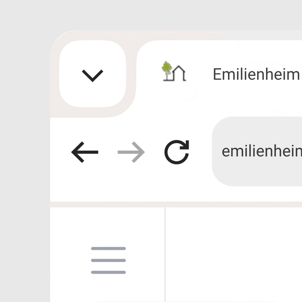 FavIcon der Stiftung Emilienheim in Form eines minimalistischen Haus-Symbols mit einer stilisierten grünen Baumkrone. Das Design ist schlicht und modern gehalten und steht für Geborgenheit, Naturverbundenheit und Pflege.