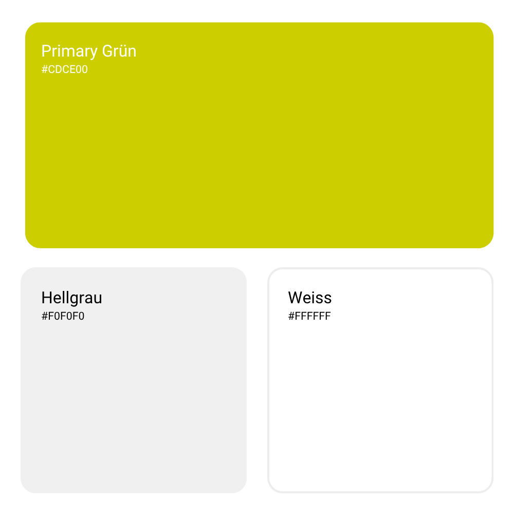 farbpalette Neongelb-Grün , hellgrau und weiss