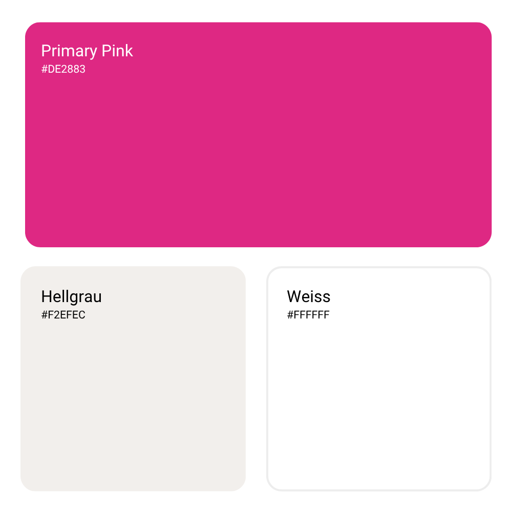 farbpalette pink, hellgrau und weiss