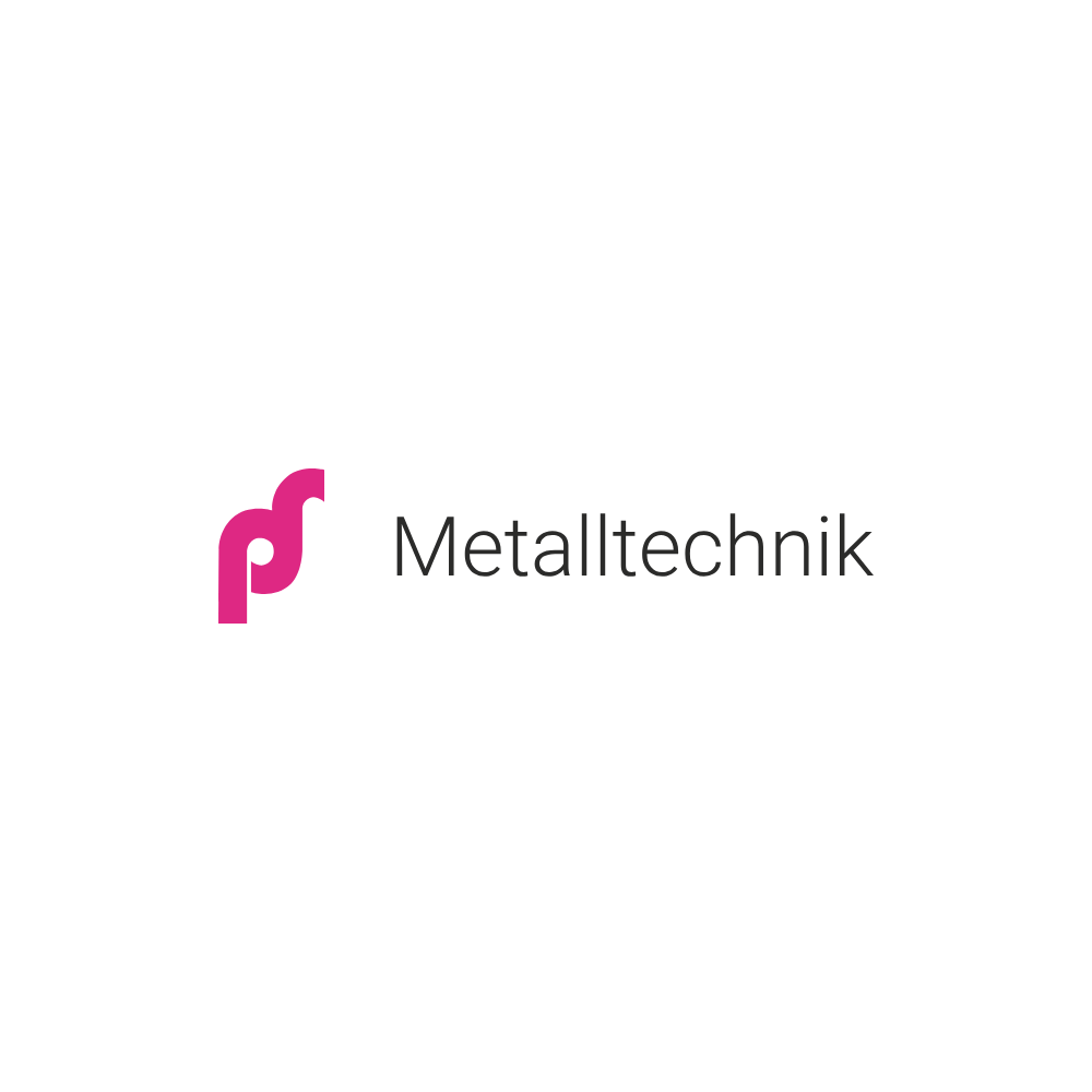 pinkes logo schwarze schrift metalltechnik auf weissem hintergrund