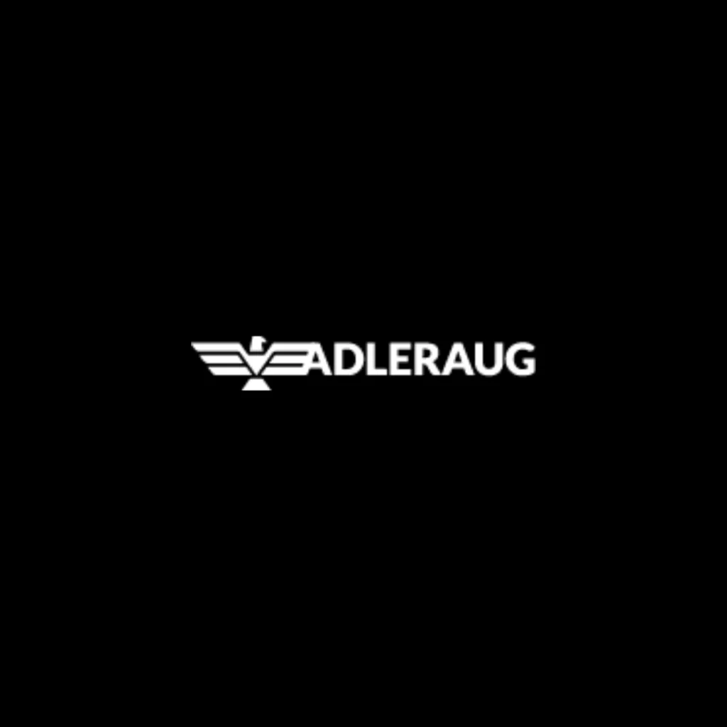 Adleraug Logo mit stilisiertem Adler und Schriftzug auf schwarzem Hintergrund