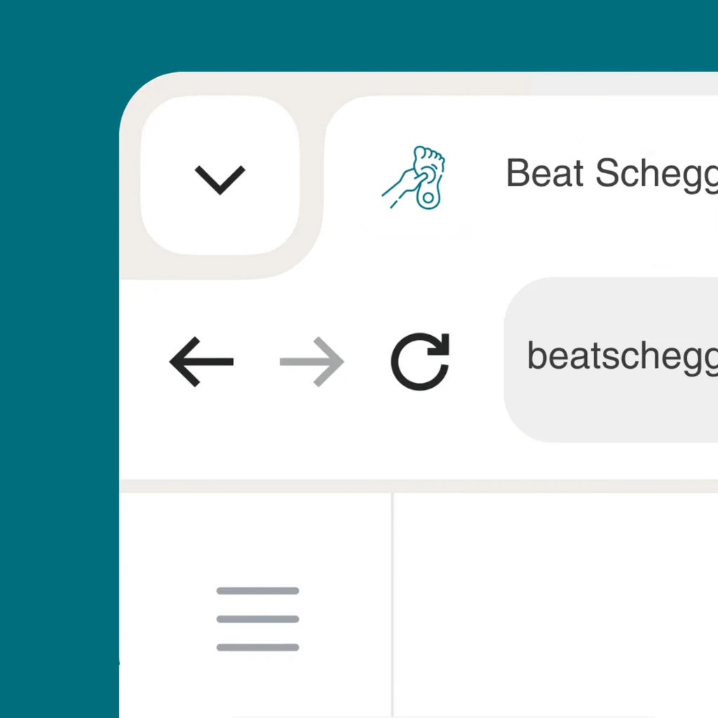 Beat Schegg Favicon mit stilisiertem Ohr Symbol in Tuerkis in der Browserleiste