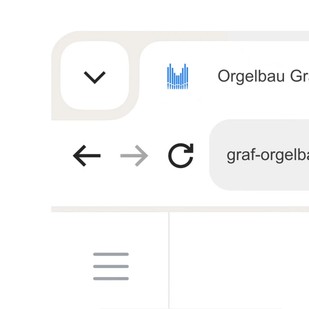 Favicon von Orgelbau Graf AG: stilisierte, vertikale Orgelpfeifen in Blau, minimalistisch dargestellt als Markenicon.